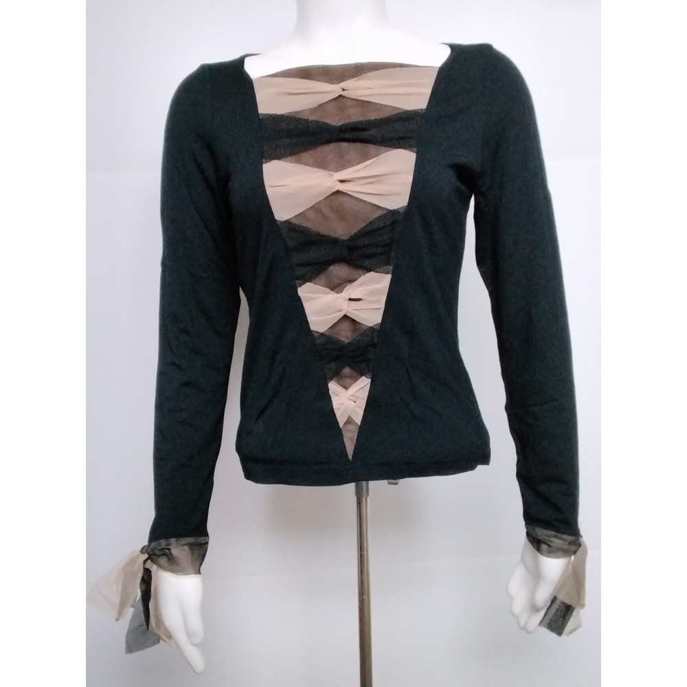 Isabel Womens Black Beige Size S Blouse